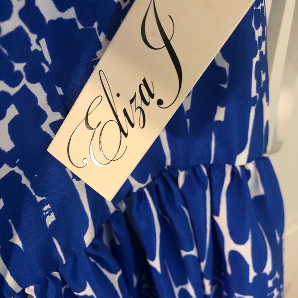 NWT Eliza J Nordstrom Santorini Blue & White Dress 14 - Picture 9 of 11